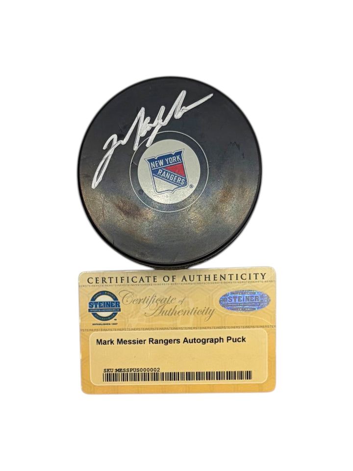 lowkey stock mark messier signed rangers puck